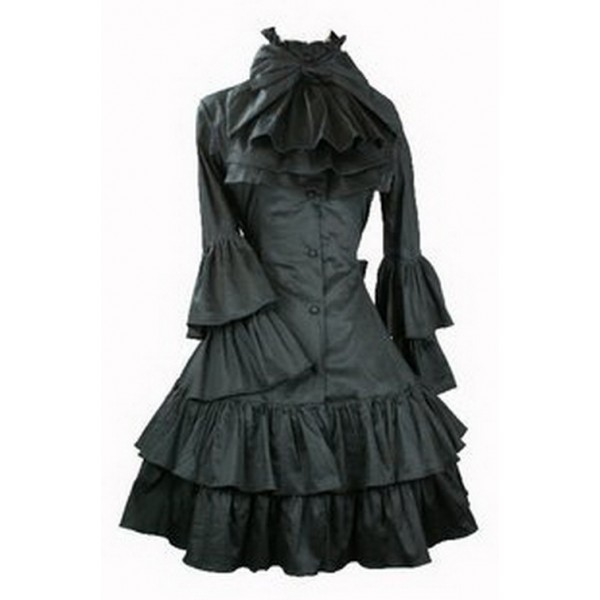 Support Dance Women Butterfly Sleeve Gothic Lolita Dress With Removable Neck Ornament L15