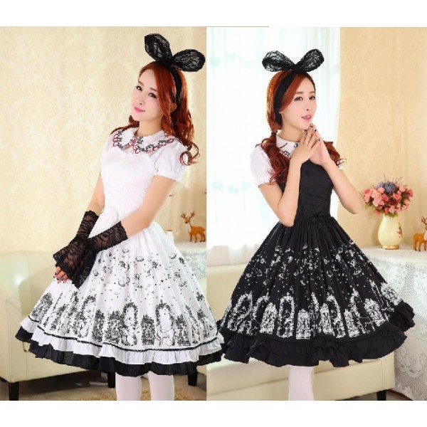 Support Dance Women Sweet Lolita Dress With Beautiful Print L17