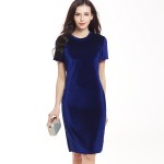 Suvance Velvet Sexy O Neck Short Sleeves Solid Color Pencil Mini Dress Fashion Spring Summer New Women Vestidos