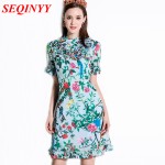 Sweet Princess Dress 2017 Spring Summer Hot Sale Novlty Floral Print Short Sleeves Small Ruffles Women Mini Fashion Dress