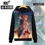 Sword Art Online anime Hoodies autumn and winter for men and women plus thick velvet hooded Kazuto Asuna