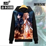 Sword Art Online anime Hoodies autumn and winter for men and women plus thick velvet hooded Kazuto Asuna