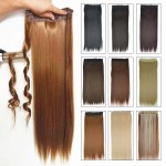 Synthetic Hair Clip in Hair Extensions for Braids 5Clips One piece Straight 24" 60cm 120g Black Brown More Color Women Hairpiece