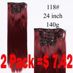 Synthetic Hair Extension Hairpiece 23" Synthetic Straight Hair Piece 16 Clip In Hair Extensions 6 pcs/set False Hair piece