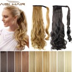 Synthetic Long Wavy Clip In Wrap Around Ponytail Fake Hair Extension False Hair Ponytails Pad Hairpiece pony Tail Curly Piece