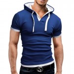 T Shirt Men Brand 2017 Fashion Men'S Hooded Collar Sling Design Tops & Tees T Shirt Men Short Sleeve Slim Male Tops XXXL NFSD