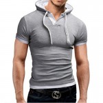 T Shirt Men Brand 2017 Fashion Men'S Hooded Collar Sling Design Tops & Tees T Shirt Men Short Sleeve Slim Male Tops XXXL NFSD