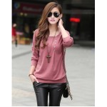 T Shirt Women T-shirt Loose O-Neck Long Batwing Sleeve Button Poleras De Mujer Camisetas Y Tops Tee Woman Clothes Vetement Femme