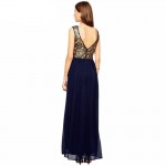 T'O Plus Size 4XL 5XL Evening Long Dress Sleeveless V Back Chiffon Lace Patchwork Metallic Elegant Party Dresses Vestidos 309