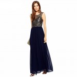 T'O Plus Size 4XL 5XL Evening Long Dress Sleeveless V Back Chiffon Lace Patchwork Metallic Elegant Party Dresses Vestidos 309