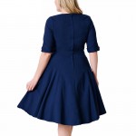 T'O Plus Size Swing Dress 4XL 5XL 6XL 7XL 8XL Retro 1950s Pinup Ruffle V Neck Stretchy Half Sleeve Party Casual Work Dresses 310