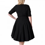 T'O Plus Size Swing Dress 4XL 5XL 6XL 7XL 8XL Retro 1950s Pinup Ruffle V Neck Stretchy Half Sleeve Party Casual Work Dresses 310