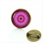 TAFREE Poppies brooches pin Glass cabochon dome mandala badge Wholesale Dress Accessories Roses jewelry for women lover C235