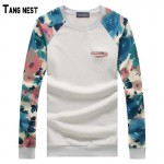 TANGNEST Men Sweatshirts 2017 New Fashion Men's Print Casual Sweatshirt Men Slim Fit Floral Sleeve Hoodies Pullovers MWW804