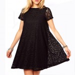 TANGNEST Vestidos Femininos Woman Casual Dress 2016 Summer Short Sleeve O-Neck Plus Size Lace Dresses Vestido De Renda WQS062