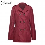 TANGNEST Women Trench Coat 2017 New Fashion Plus Size Turn Down Collar Double Breasted Slim Elegant Autumn Winter Coat WWF435