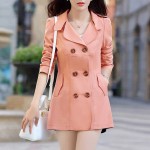 TANGNEST Women Trench Coat 2017 New Fashion Plus Size Turn Down Collar Double Breasted Slim Elegant Autumn Winter Coat WWF435