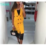 TAOVK 2017 new fashion Russian style women Autumn Vest Red White Pink and Yellow lapel solid color vest coat