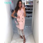 TAOVK 2017 new fashion Russian style women Autumn Vest Red White Pink and Yellow lapel solid color vest coat