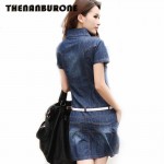 THENANBURONE 2017 Summer Fashion Denim Dress Women Casual Jean Dresses Sexy Loose Maxi Dresses Autumn Vestido Plus Size 4XL 5XL