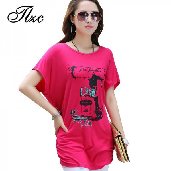 TLZC Cool Summer Lady Short Sleeve Loose T-Shirt  Large Size L-4XL 2017 Free & Flexible Print Women Fashion Design Tees