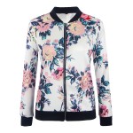 TQNFS Autumn Floral Bomber Jacket women Slim Casual Business Jacket Women Zip Up Biker Coat Outwear Camperas Mujer Abrigo