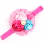 TWDVS Baby Hair Bows Girls Headwear Retail new fashion Hair Bands Lace mix 3 Rose headbands Children Flower Hair Accessories W33