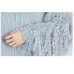 [TWOTWINSTYLE] 2017 Autumn Winter Fur Spliced Long Sleeves Knitted Sweaters Dress Women New Fashion Clothing Pullovers Gray