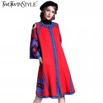 TWOTWINSTYLE Knitted Women's Cardigan Geometric Vintage Knitting Long Trench Female Spring Casual Dress Clothes Korean 2018