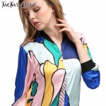 TWOTWINSTYLE Women's Windbreaker Printed Midi Bomber Trench Coat Female Spring Autumn Cardigan Long Sleeve Clothes Large Sizes