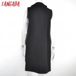 Tangada Fashion Sleeveless Jackets Vests For Women Black 2016 Office Lady Elegant Long Outerwear Casual brand colete feminino 