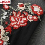 Tangada Floral Embroidery Mesh Dress Long Summer Beach Sexy Women Party Ukraine Fashion Black Vintage Sexy Boho Vestido Beach 