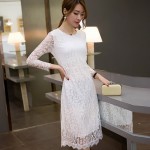 Tengo Summer Fashion Brand Women White Lace Dress Girls Vintage Sexy Evening Casual Slim Crochet Dress Wedding Party Black Dress