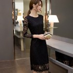 Tengo Summer Fashion Brand Women White Lace Dress Girls Vintage Sexy Evening Casual Slim Crochet Dress Wedding Party Black Dress