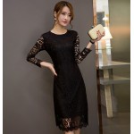 Tengo Summer Fashion Brand Women White Lace Dress Girls Vintage Sexy Evening Casual Slim Crochet Dress Wedding Party Black Dress