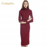 The Korean Version Of Slim Package Hip Knitted Sweater Dress And Long Sleeved Turtleneck Sweater Dress Tight Long Primer W15292 