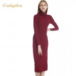 The Korean Version Of Slim Package Hip Knitted Sweater Dress And Long Sleeved Turtleneck Sweater Dress Tight Long Primer W15292 