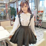 The Original Japanese School Uniform Gothic Lolita Gold Stripes Flying Sleeve Soft Sister Waist Body Dress With Shoulder Straps