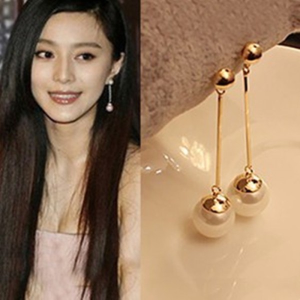 The new Korean fashion jewelry OL temperament long section of pearl earrings  free shipping