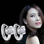 The new U-shaped silver Ms. Angel kiss cubic zirconia earrings fashion retro lovely princess high-end jewelry silver earrings