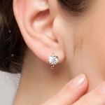 The new U-shaped silver Ms. Angel kiss cubic zirconia earrings fashion retro lovely princess high-end jewelry silver earrings