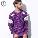 Tide Brand Men Streetwear Sweatshirts 2016 Autumn Casual High Street Sharks Sleeve Camo Print Male Cotton Pullover Hip Hop Punk