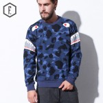 Tide Brand Men Streetwear Sweatshirts 2016 Autumn Casual High Street Sharks Sleeve Camo Print Male Cotton Pullover Hip Hop Punk