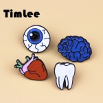 Timlee X015 Cartoon Cute Brain Heart Eye Tooth Metal Brooch Pins Button Pins Girl Gift Wholesale