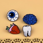 Timlee X015 Cartoon Cute Brain Heart Eye Tooth Metal Brooch Pins Button Pins Girl Gift Wholesale