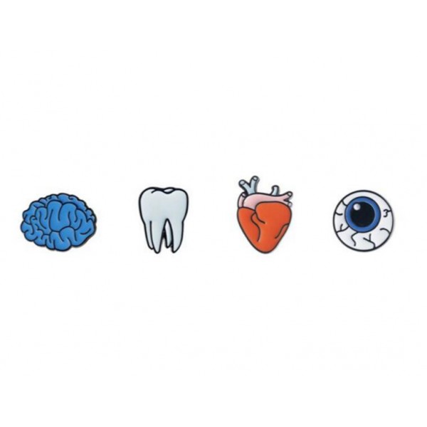 Timlee X015 Cartoon Cute Brain Heart Eye Tooth Metal Brooch Pins Button Pins Girl Gift Wholesale