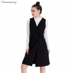 Timmiury New Women Vest Spring 2017 Black/Khaki V-neck Single Button Long Veste Femme Chalecos Mujer Colete Sleeveless jackets