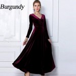 TingYiLi Winter Women Plus Size Velvet Dress Long Sleeve Maxi Dress Evening Party Vintage Dress Black Blue Green Purple Vestido