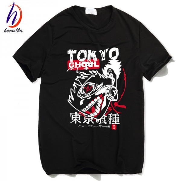 Tokyo Ghoul Anime Printed T shirt Men Japanese Manga Ken Kaneki T-shirt 2017 Fashion Harajuku Hip Hop Swag Cheap Clothing,HCT021