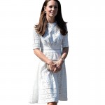 Top Quality 2018 Kate Middleton Dress  Slim Computer Cutout Jacquard Dress Pumping Cotton Summer Dress White Casual Dress CL044